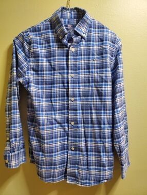 Vineyard Vines Boys Button Up Shirt Youth Long Sleeve Size  S Whale Shirt (***)